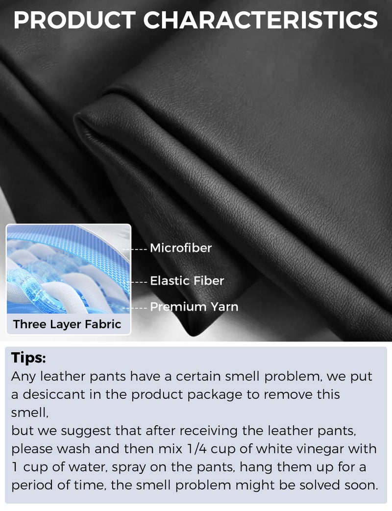 Buauty Faux Leather Leggings for Women High Waisted Leather Pants Tummy Control Stretch Pleather PU Pants Slim Yoga Plus Size Black - Image 5
