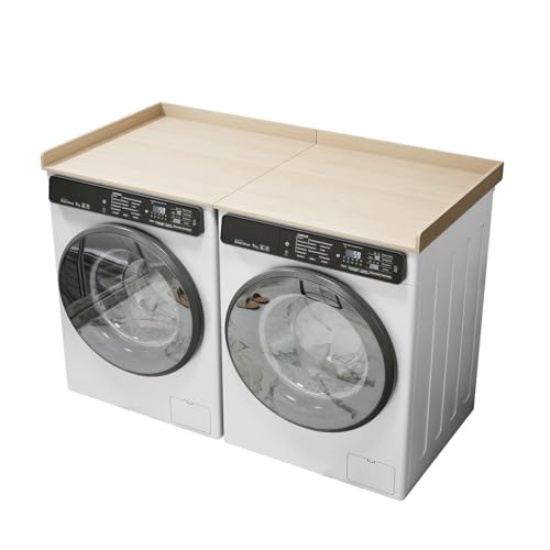 Stuffygreenus Washer Dryer Countertop Foldable Laundry Countertop Wood Topper with Anti-Slip Pads 54" Width x 27.5" Depth Washer and Dryer Covers for Laundry Hamper Room Counter Organization (Natural) - Image 1