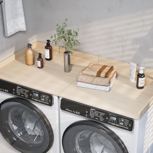 Stuffygreenus Washer Dryer Countertop Foldable Laundry Countertop Wood Topper with Anti-Slip Pads 54" Width x 27.5" Depth Washer and Dryer Covers for Laundry Hamper Room Counter Organization (Natural) - Image 5