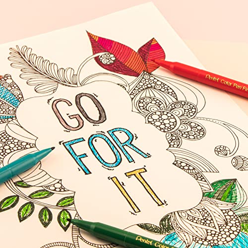 Pentel قلم لون بنتل،Markers ملونة بنقطة دقيقة، طرف ألياف، ألوان متنوعة، مجموعة من 18 (S360-18) (عبوة من 1، إجمالي 18 عدداً) - Image 5