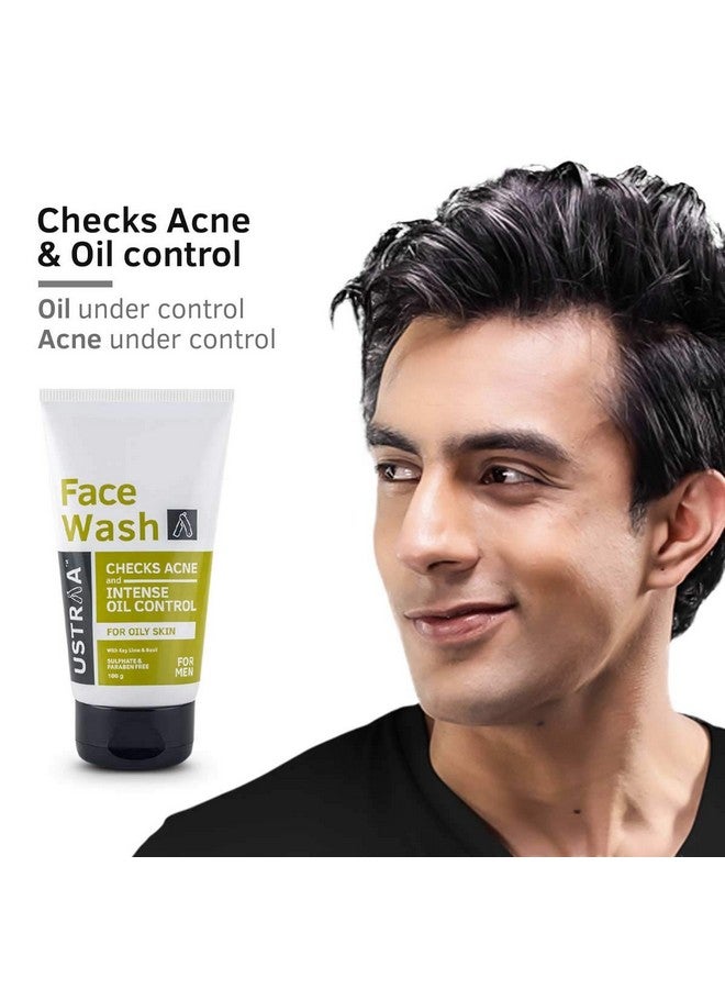 Ustraa Face Wash Oily Skin 100G | With Basil & Key Lime For Acne Prone Skin | Checks Acne & Blackheads & De Tan Cream For Men 50G | For Effective Tan Removal And Even Skin Tone | No Bleach - Image 2