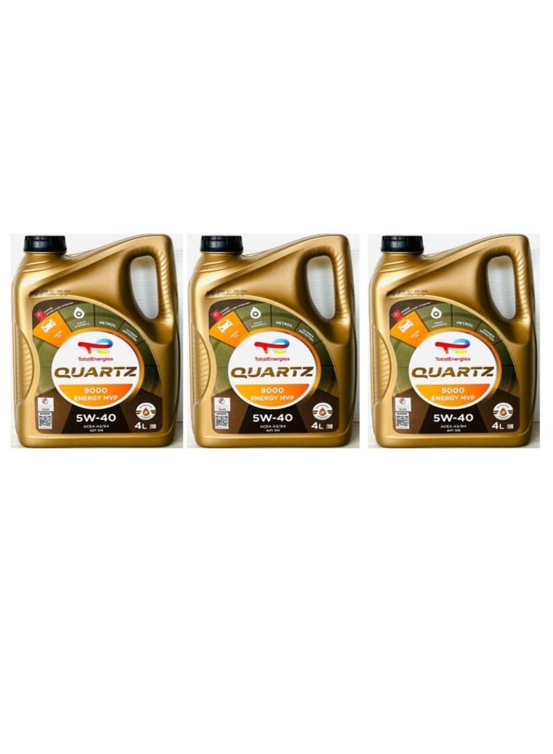 توتال زيت محرك كوارتز 9000 إنرجي MVP 5W40، 4 لتر (عبوة من 3 قطع) - Image 1