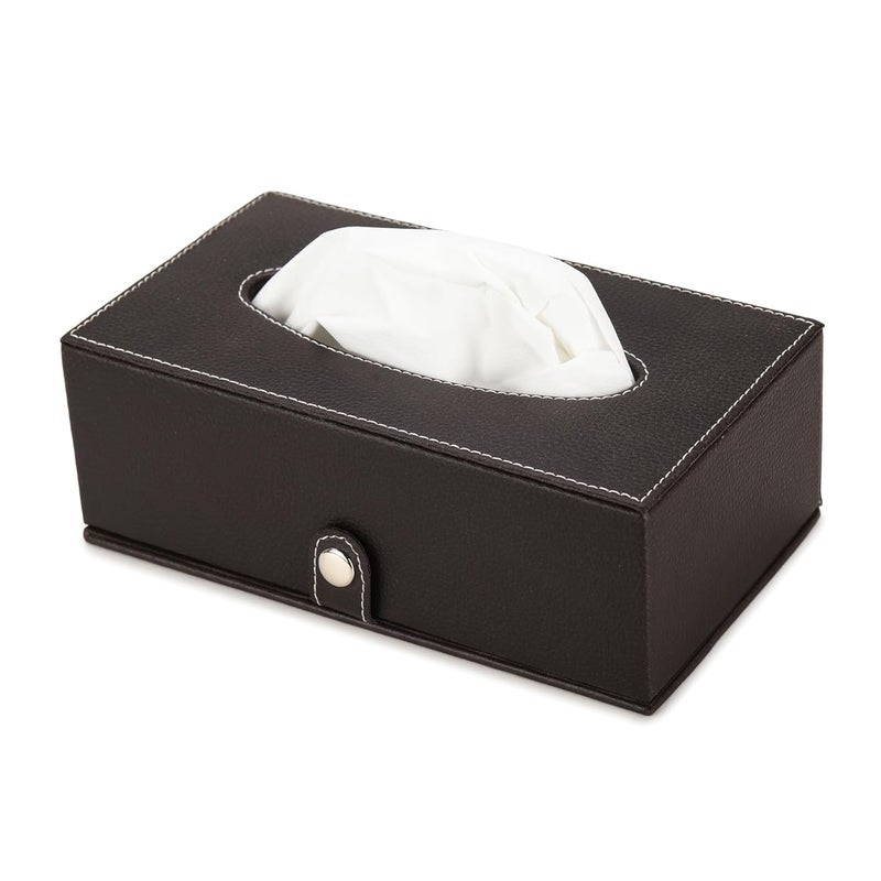 AZYEEA Handcrafted Leather Tissue Holder Tissue Paper Car Tissue Box Paper Napkin Holder Tissue Holder Dispenser Organizer Facial Tissue Holder for Car Hotel Home Gift Dinning Table Black - Image 2