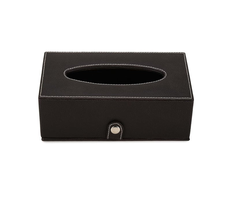 AZYEEA Handcrafted Leather Tissue Holder Tissue Paper Car Tissue Box Paper Napkin Holder Tissue Holder Dispenser Organizer Facial Tissue Holder for Car Hotel Home Gift Dinning Table Black - Image 4