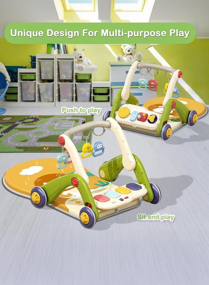 VIVAKIDS 3-in-1 Baby Walker & Fitness Rack - Multistage Activity Gym with Musical Piano, Large Washable Play Mat & Hanging Toys for Infants & Toddlers 0-24 Months - Image 1