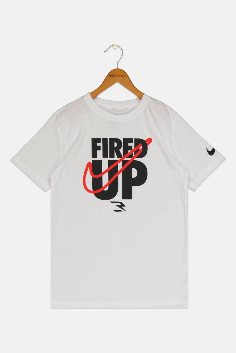 Nike تي شيرت تدريب بأكمام قصيرة من نايك 3 براند بواسطة راسل ويلسون للأطفال الأولاد، أبيض - Image 1