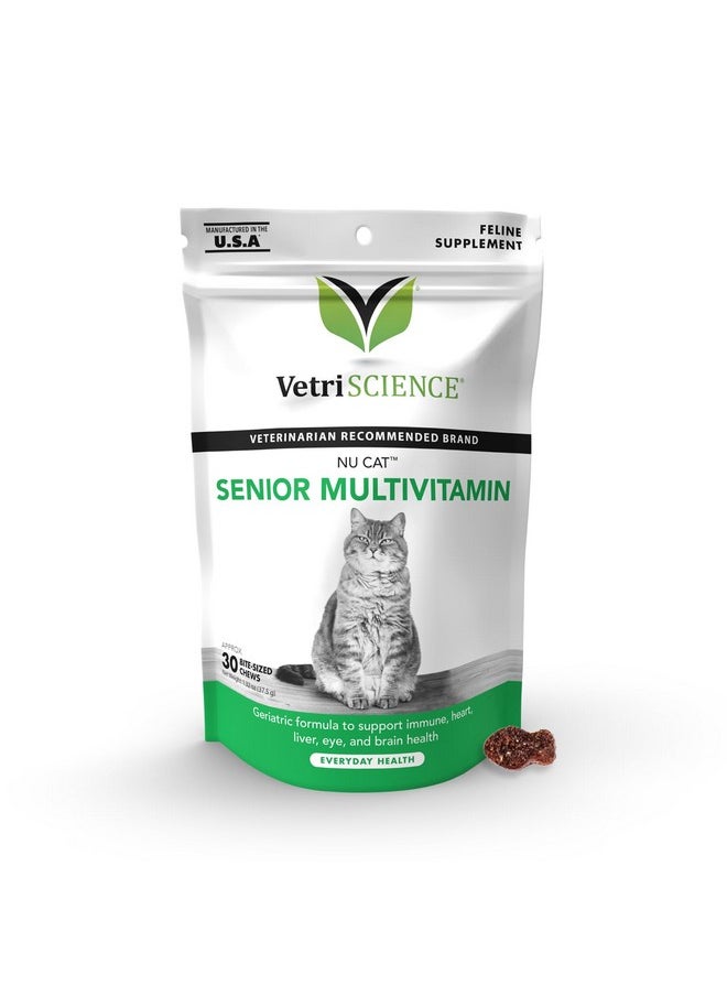VetriScience Laboratories - Nu Cat Senior Multivitamin With Lysine For Cats  30 Chews  Cat Supplements & Vitamins Designed To Support Heart, Eye And Brain Function, Immunity And Liver Health In Senior Cats - Image 1
