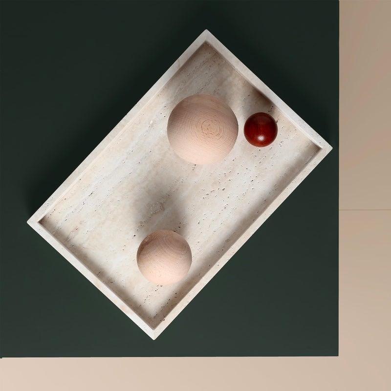 BUICCE Rectangular Decorative Serving Tray,Modern Travertine Large Coffee Table Tray - Image 5