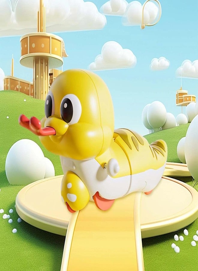 Claudelle Cute Wind up Duck Toy for Kids Manual Clockwork Walking Duck Colorful Cartoon Animal Toy for Toddlers and Children (Duck Toy_Yellow) - Image 2