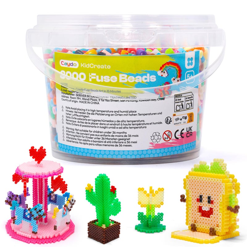 Caydo 3000PCS 5mm Fuse Beads Mixed Colors Iron Beads for Kids Crafts Bucket Packed for Storage Melting Bead for 2D3D Art Craft DIY Project Kids DlY Pixel ParentChild Interaction Holiday Gifts - Image 3