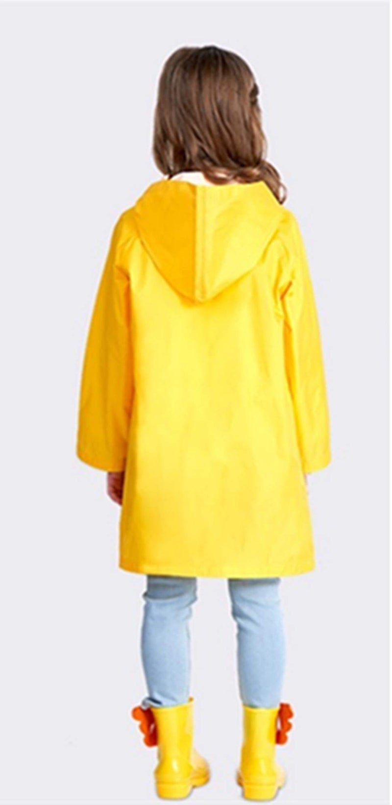 Taiduosheng Kids Rainwear Hooded Button Down Long Boys Rain Jacket Girls Yellow Halloween Raincoat L - Image 4