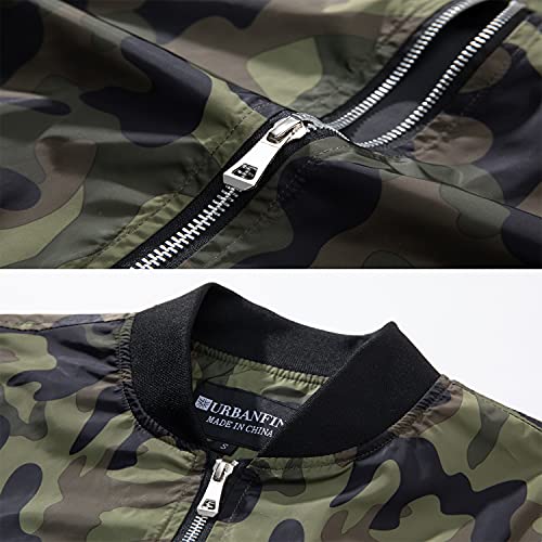 URBANFIND Men's Slim Fit Lightweight Sportswear Jacket Casual Bomber Jacket US 2XL Camo Green - Image 3