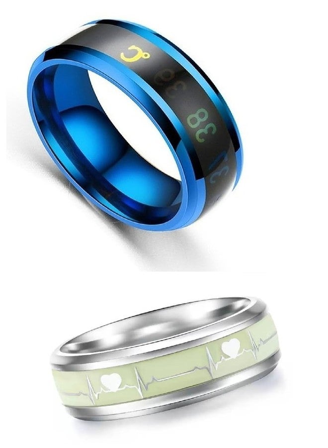 IGA COLLECTION Valentine Stylish Fashionable Latest Combo ECG & Blue Temperature Ring W3 (19) - Image 1