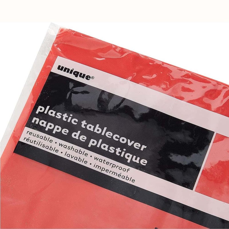 يونيك غطاء طاولة بلاستيكي Ruby Red Red Red - 54 "" X 108 "" 1 COUNT - جودة المائدة الجودة المذهلة لافتة للنظر وتصميم نابض بالحياة - مثالي للحفلات والأحداث - Image 3