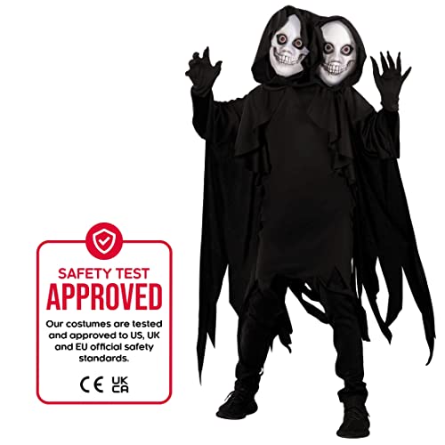 Morph Two Headed Ghoul Costume Kids, Grim Reaper Costume Kids, Boys Reaper Costumes, Boys Scary Demon Halloween Costumes, Medium - Image 4