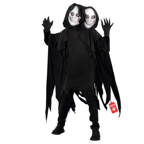Morph Two Headed Ghoul Costume Kids, Grim Reaper Costume Kids, Boys Reaper Costumes, Boys Scary Demon Halloween Costumes, Medium - Image 1