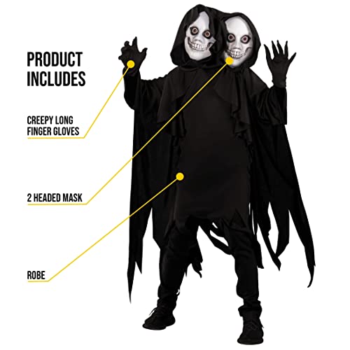 Morph Two Headed Ghoul Costume Kids, Grim Reaper Costume Kids, Boys Reaper Costumes, Boys Scary Demon Halloween Costumes, Medium - Image 3