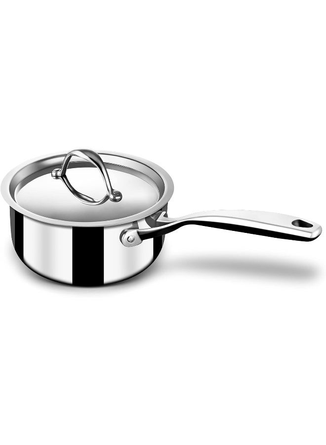 Stahl قدر صوص ستيل ثلاثي من ستال آرتيزان مع غطاء، قدر حليب، قدر شاي من الفولاذ المقاوم للصدأ، متوافق مع موقد الحث والغاز، 2 لتر، 18 سم - Image 3