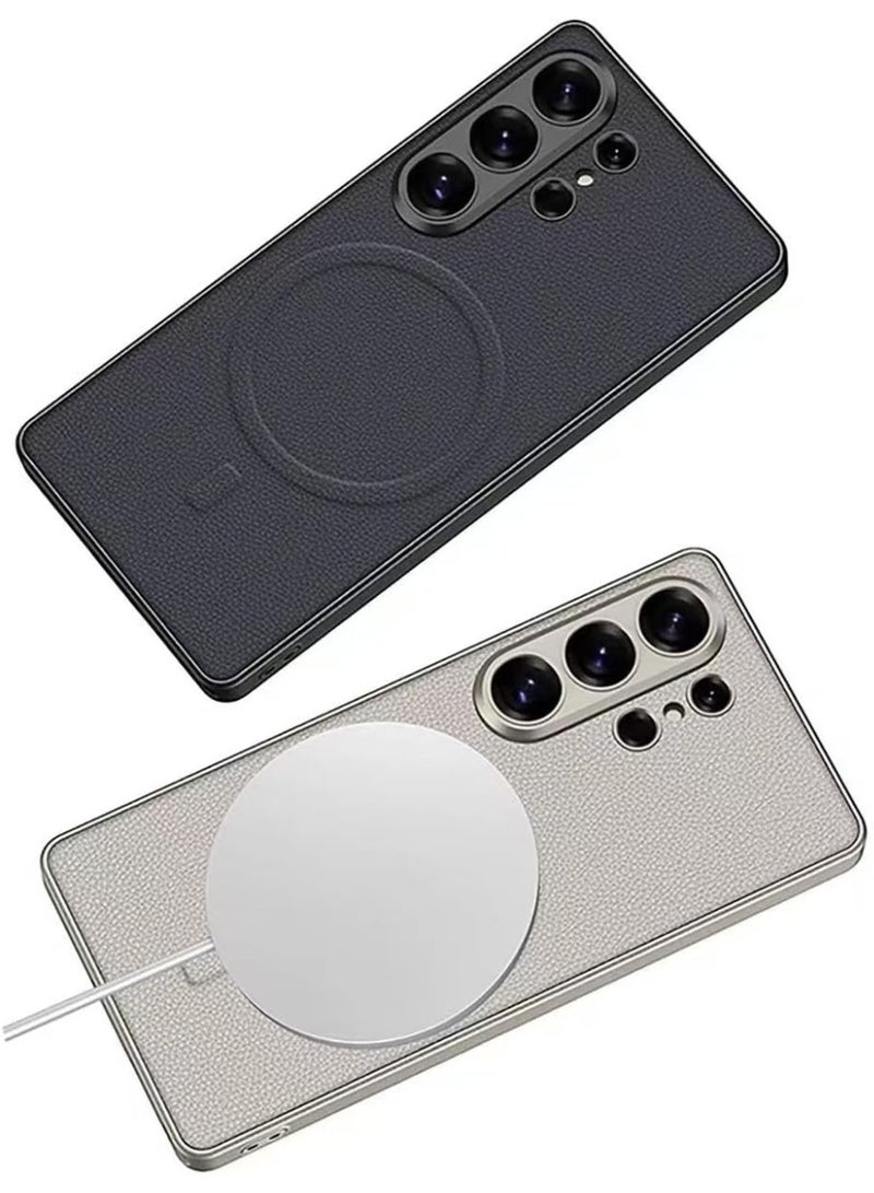 GKK Case for Samsung Galaxy S26 Ultra Magnetic Back Cover Compatible with MagSafe full Camera Protection Luxury Cover، Leather Black - Image 4