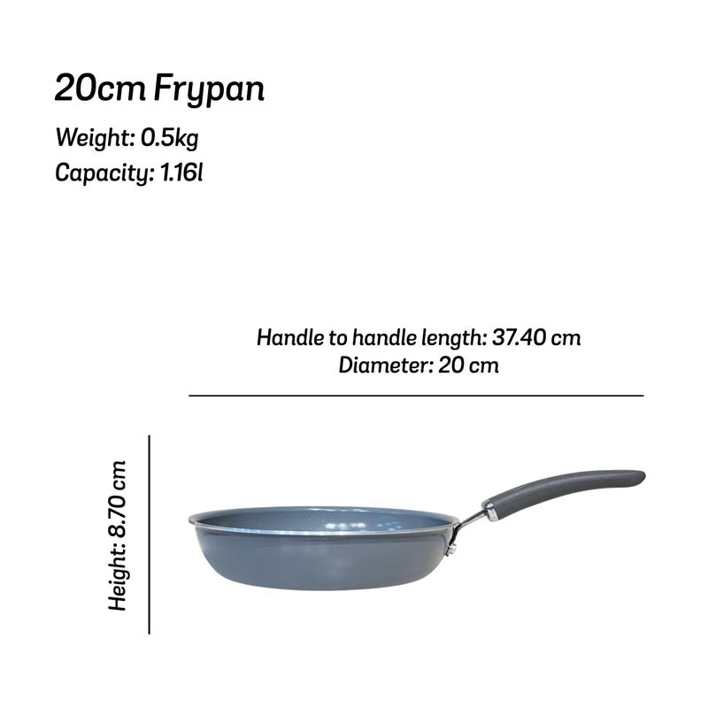 Meyer Anzen Healthy Ceramic Coated Aluminium Frypan | Frying pan Induction Base | Ceramic Pan | Omlette Pan | Ceramic Coated Frying Pan | Ceramic Fry Pan for Cooking, 20cm/1.16L, Grey - Image 4