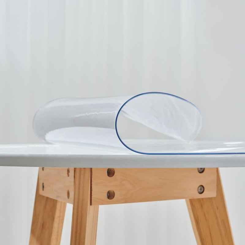 Leffora 10 Inch Clear Round Table Cover Protector, 1.5mm Thick Plastic Desk Protector Mat, Round Waterproof Oil Proof PVC Desk Cover, Vinyl Placemats for Circle Desktop, Night Stand, Coffee Sofa Table - Image 3