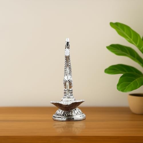 INTERNATIONAL GIFT® Silver Plated Fish Diya Stand | Artistic Aluminium Oil Lamp for Home Temple, Pooja Room & Decorative Spiritual Décor - Image 3