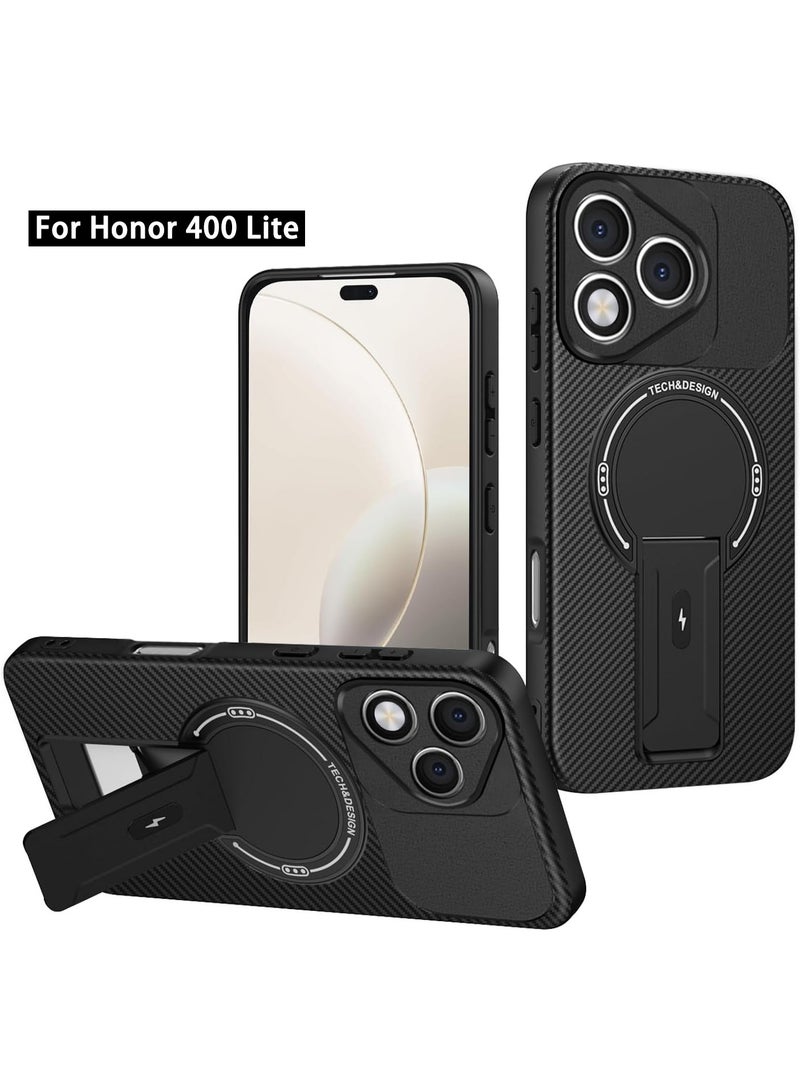 HaDoii Honor 400 LITE Phone Case with Magnetic Hidden Kickstand, Skin-Friendly Soft TPU, Fingerprint Resistant, Supports Wireless Charging, Black - Image 1