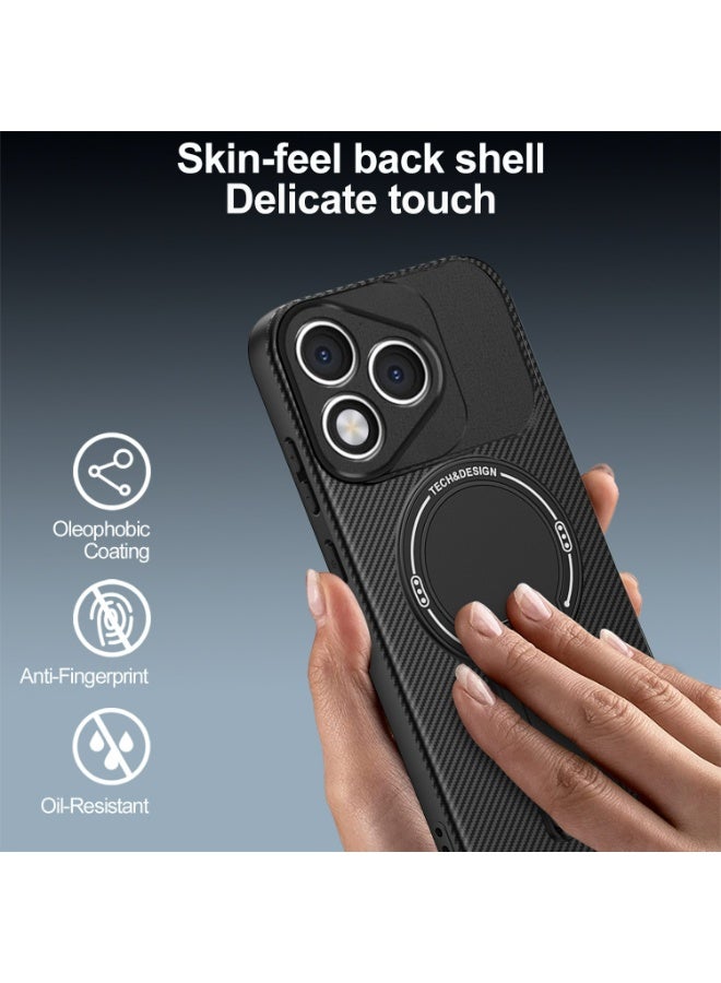 HaDoii Honor 400 LITE Phone Case with Magnetic Hidden Kickstand, Skin-Friendly Soft TPU, Fingerprint Resistant, Supports Wireless Charging, Black - Image 3