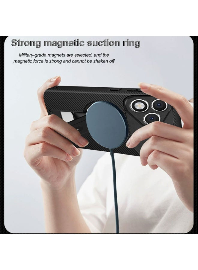 HaDoii Honor 400 LITE Phone Case with Magnetic Hidden Kickstand, Skin-Friendly Soft TPU, Fingerprint Resistant, Supports Wireless Charging, Black - Image 5