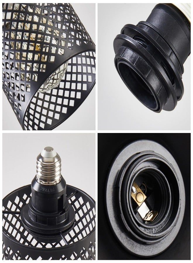 WOERFU E26 to E26 Edison Light Fixture Vintage Black Metal Cage Light for Wall Sconce Pendant Floor Lamp & Ceiling Light Fixture - Image 3