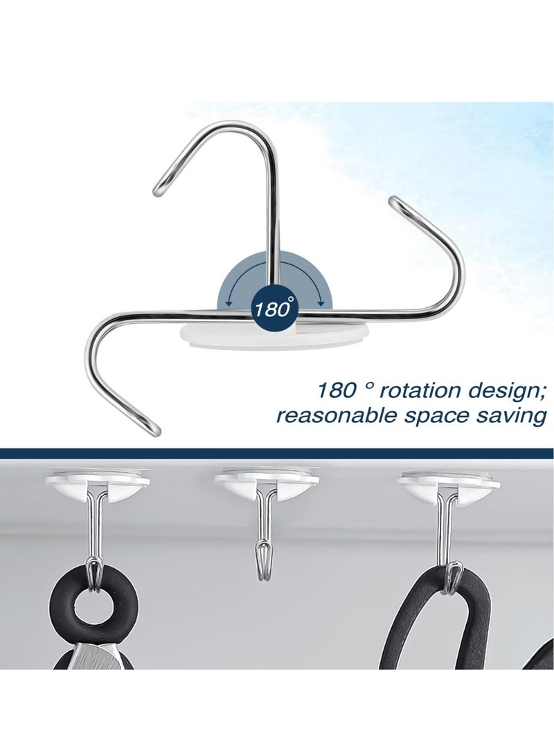 Round Plastic Hooks, 24 Pcs Small Self Stick Hooks, for Hanging Wall Hooks White Self Adhesive Hooks, Seamless Self Sticky Hook, Waterproof Oil Proof Stainless Hooks, for Kitchen Bathroom Office - Image 2