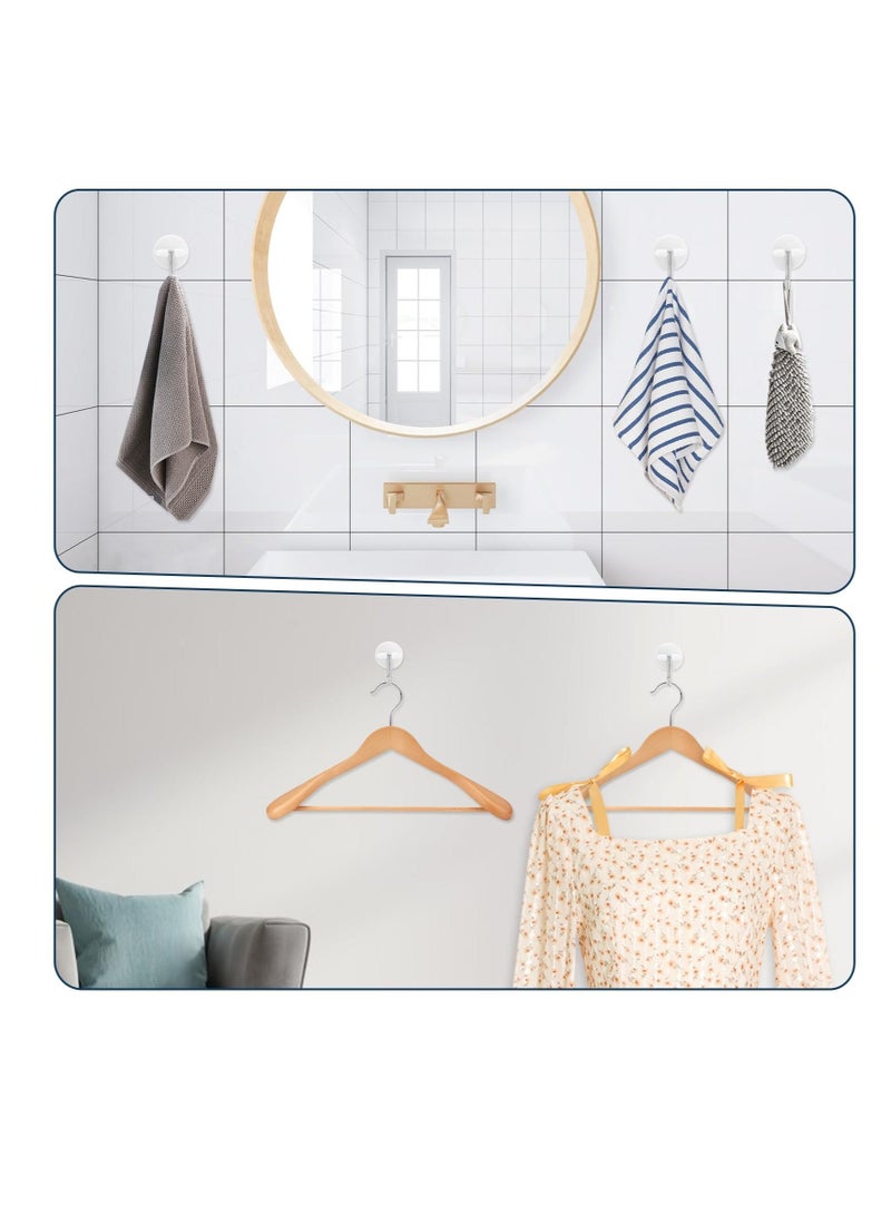 Round Plastic Hooks, 24 Pcs Small Self Stick Hooks, for Hanging Wall Hooks White Self Adhesive Hooks, Seamless Self Sticky Hook, Waterproof Oil Proof Stainless Hooks, for Kitchen Bathroom Office - Image 4