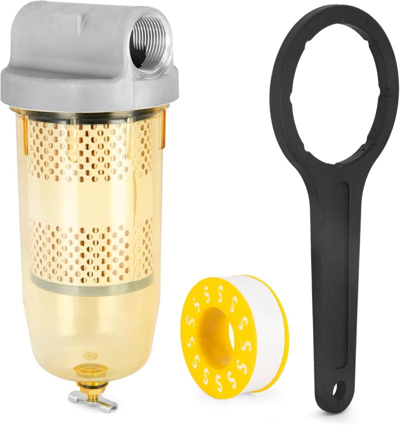 Fuel Tank Filter Assembly: 496 Transparent Diesel Water Separator - Wrench Compatible Fuel Filter for Automobile Fuel Systems - Image 1