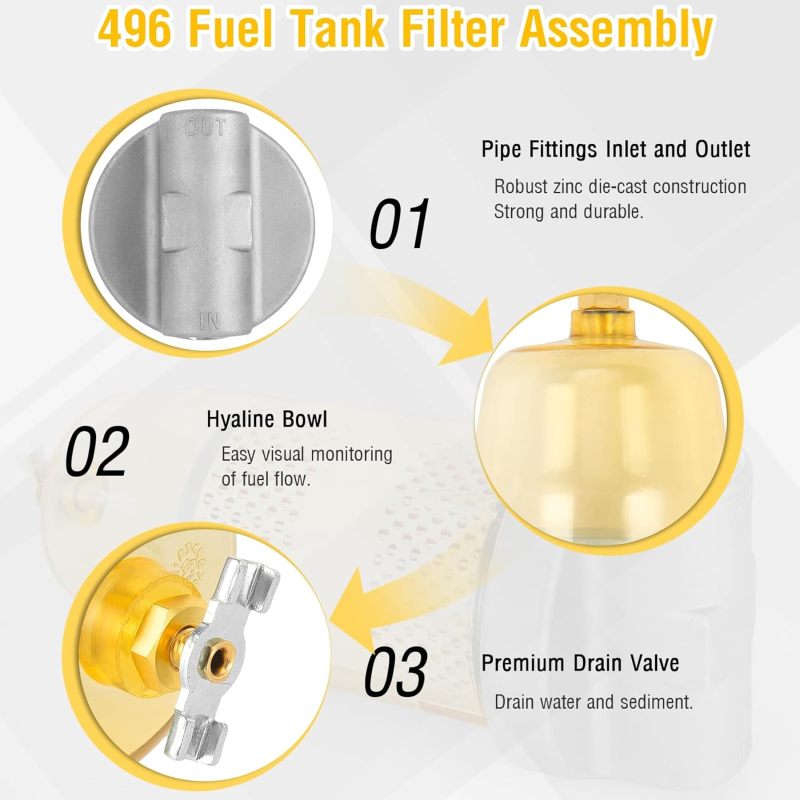 Fuel Tank Filter Assembly: 496 Transparent Diesel Water Separator - Wrench Compatible Fuel Filter for Automobile Fuel Systems - Image 4