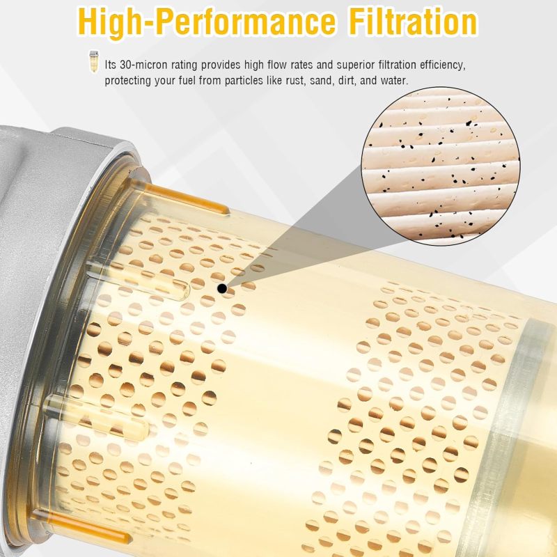 Fuel Tank Filter Assembly: 496 Transparent Diesel Water Separator - Wrench Compatible Fuel Filter for Automobile Fuel Systems - Image 2