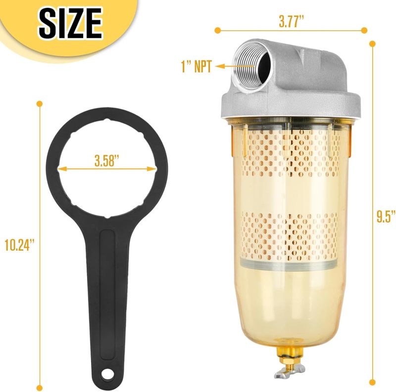 Fuel Tank Filter Assembly: 496 Transparent Diesel Water Separator - Wrench Compatible Fuel Filter for Automobile Fuel Systems - Image 5