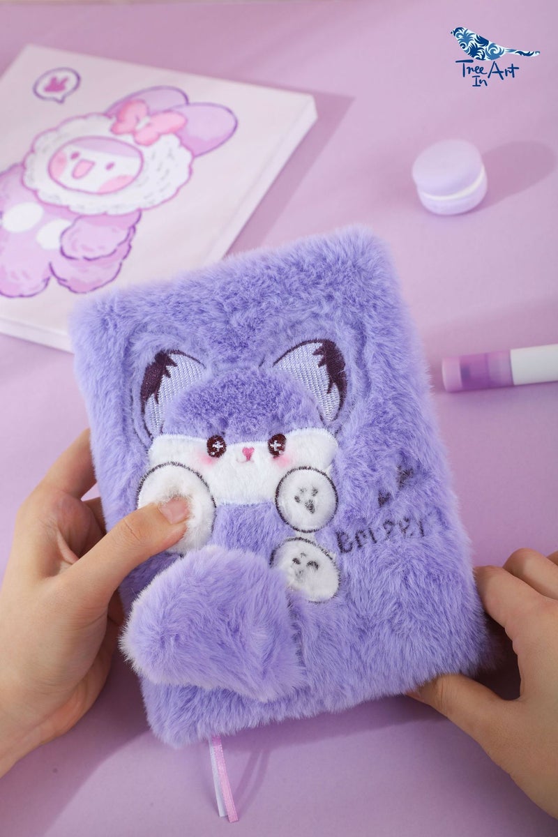 Cute Magic Array Plush Hardcover Notebook Diary Book High-Looking Holiday Gift Purple Series - Image 2
