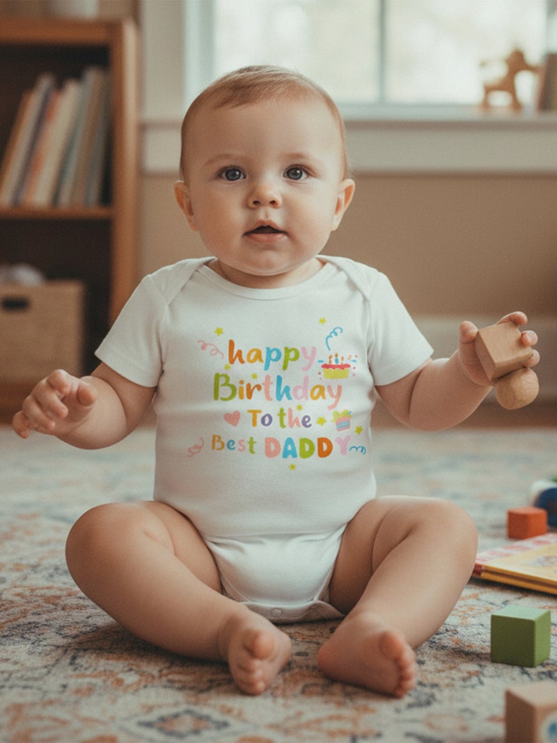 Baby Boys Girls Romper Short Sleeve Round Neck Birthday Cake Letter Print Bodysuit Newborn Fall Playsuit - Image 5