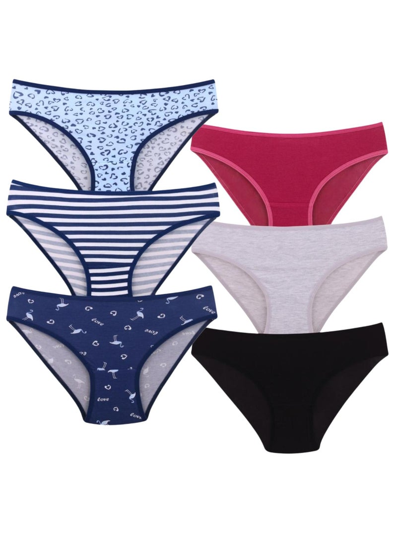 Kalia - Pack of 6 Fleur Cotton Bikini Panties Underwear for Women - Image 1
