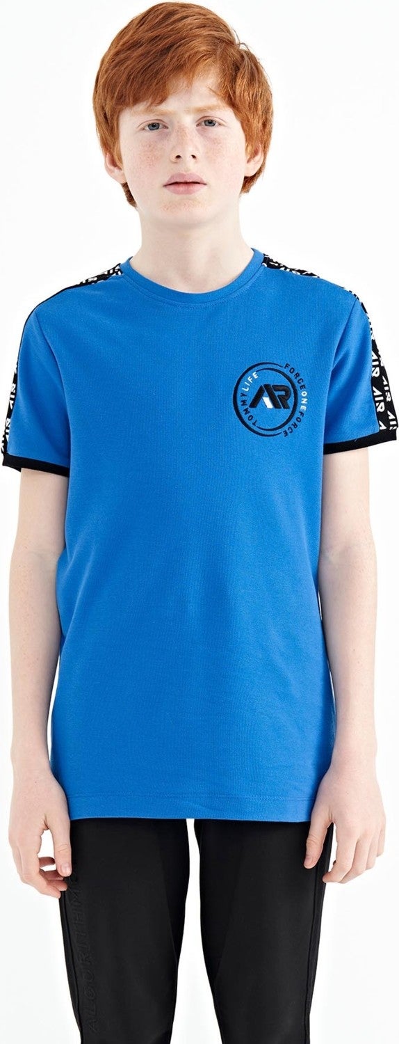 Tommy Life Saks Shoulder Print Detailed Standard Pattern O Neck Boy T-Shirt - 11121 - Image 1