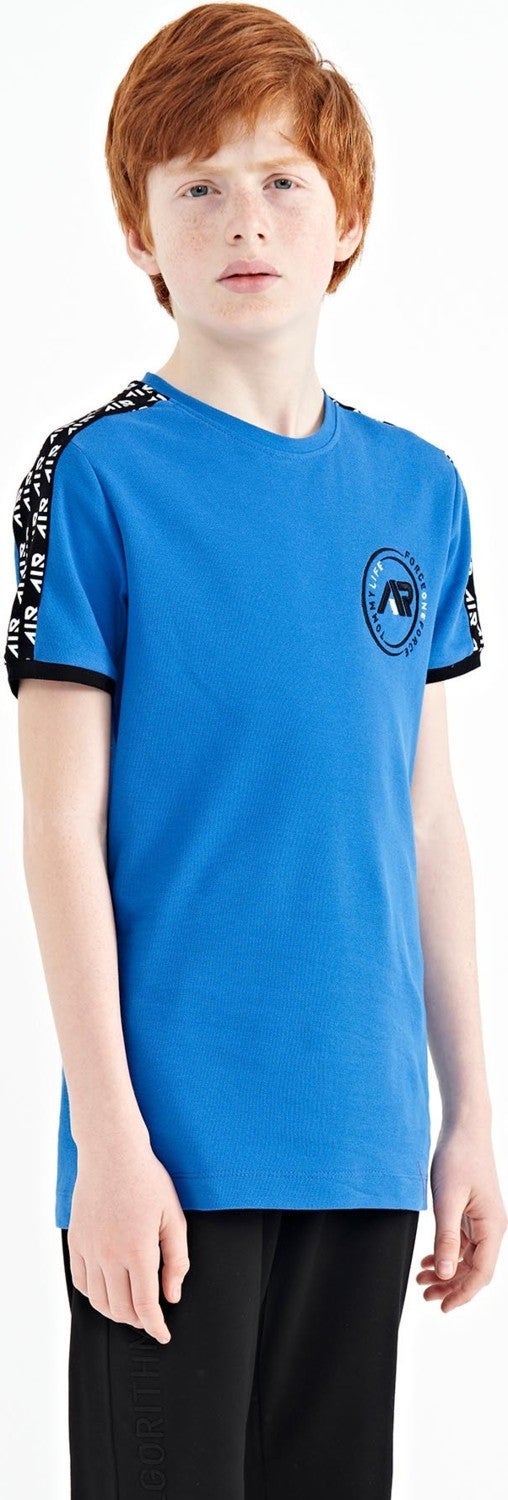 Tommy Life Saks Shoulder Print Detailed Standard Pattern O Neck Boy T-Shirt - 11121 - Image 4