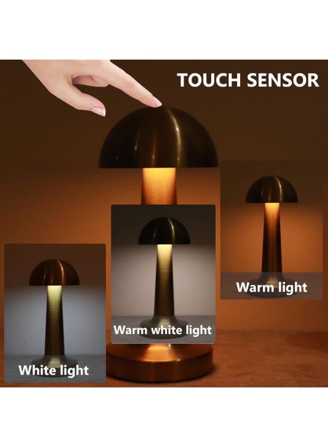 مصباح طاولة صغير للزينة بتصميم كلاسيكي بسيط ذهبي ، مصباح على شكل فطر ،مصباح ليلي لغرف الأطفال ، مصباح طاولة بجانب السرير 21*9*9 سم - Image 5