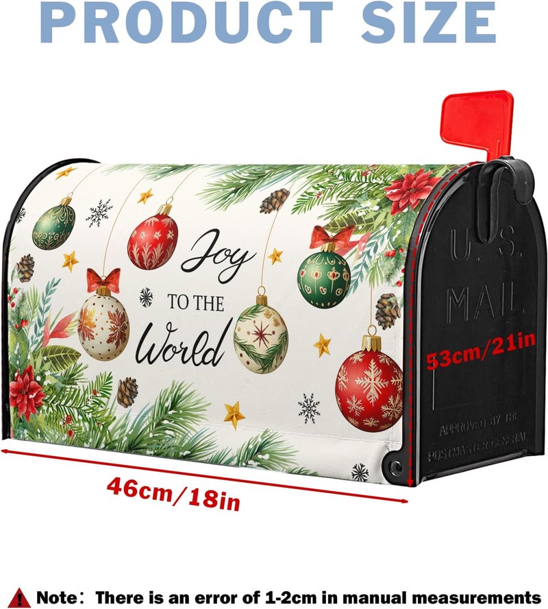 Farg Christmas Winter Nativity Christian Mailbox Covers Magnetic Winter Xmas Jesus Joy to The World Mailbox Cover 21" X 18" Waterproof Red Ball Pine Mail Box Covers Magnetic Standard Size for Home Decor - Image 4