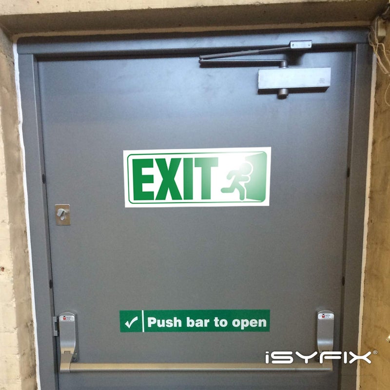 iSYFIX iSYFIX Exit Signs Stickers - 3 Pack 10x4 Inch - Premium Self-Adhesive Vinyl  Laminated for Ultimate UV  Weather  Scratch  Water & Fade Resistance  for Office  Buildings  Workplace  Indoor & Outdoor  - Image 5