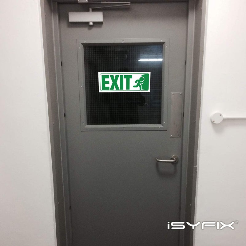 iSYFIX iSYFIX Exit Signs Stickers - 3 Pack 10x4 Inch - Premium Self-Adhesive Vinyl  Laminated for Ultimate UV  Weather  Scratch  Water & Fade Resistance  for Office  Buildings  Workplace  Indoor & Outdoor  - Image 4
