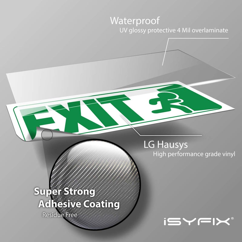 iSYFIX iSYFIX Exit Signs Stickers - 3 Pack 10x4 Inch - Premium Self-Adhesive Vinyl  Laminated for Ultimate UV  Weather  Scratch  Water & Fade Resistance  for Office  Buildings  Workplace  Indoor & Outdoor  - Image 3