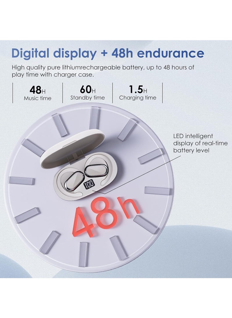 lekikpo Open Ear Headphones,360-Degree Panoramic Sound, DT4.0 Without Sound Loss,Air Conduction, 48H Range,LED Display,IPX7 Waterproof, Wireless Earbuds for Meeting, Driving,Traveling-White  - Image 3