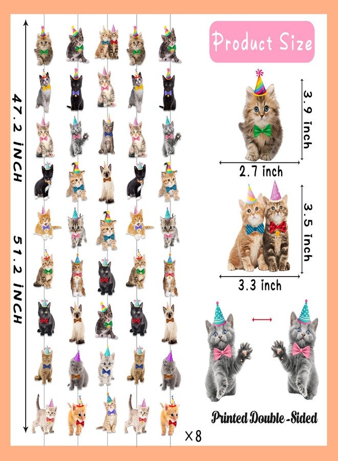 umoni Cat Theme Garlands Kitten Birthday Party Decorations 8PCS Pet Cat Hanging Paper Garland Banners Kitten Ceiling Decor for Kitties Birthday Party Baby Shower Favor Supplies - Image 3