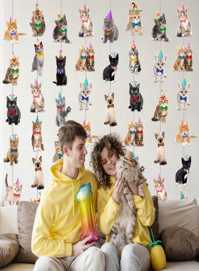 umoni Cat Theme Garlands Kitten Birthday Party Decorations 8PCS Pet Cat Hanging Paper Garland Banners Kitten Ceiling Decor for Kitties Birthday Party Baby Shower Favor Supplies - Image 5
