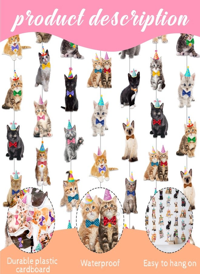 umoni Cat Theme Garlands Kitten Birthday Party Decorations 8PCS Pet Cat Hanging Paper Garland Banners Kitten Ceiling Decor for Kitties Birthday Party Baby Shower Favor Supplies - Image 2